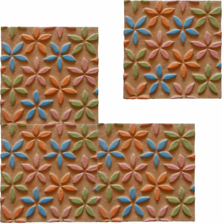 tiny_colorful_flower_four_tiles_3D_handmade_tile