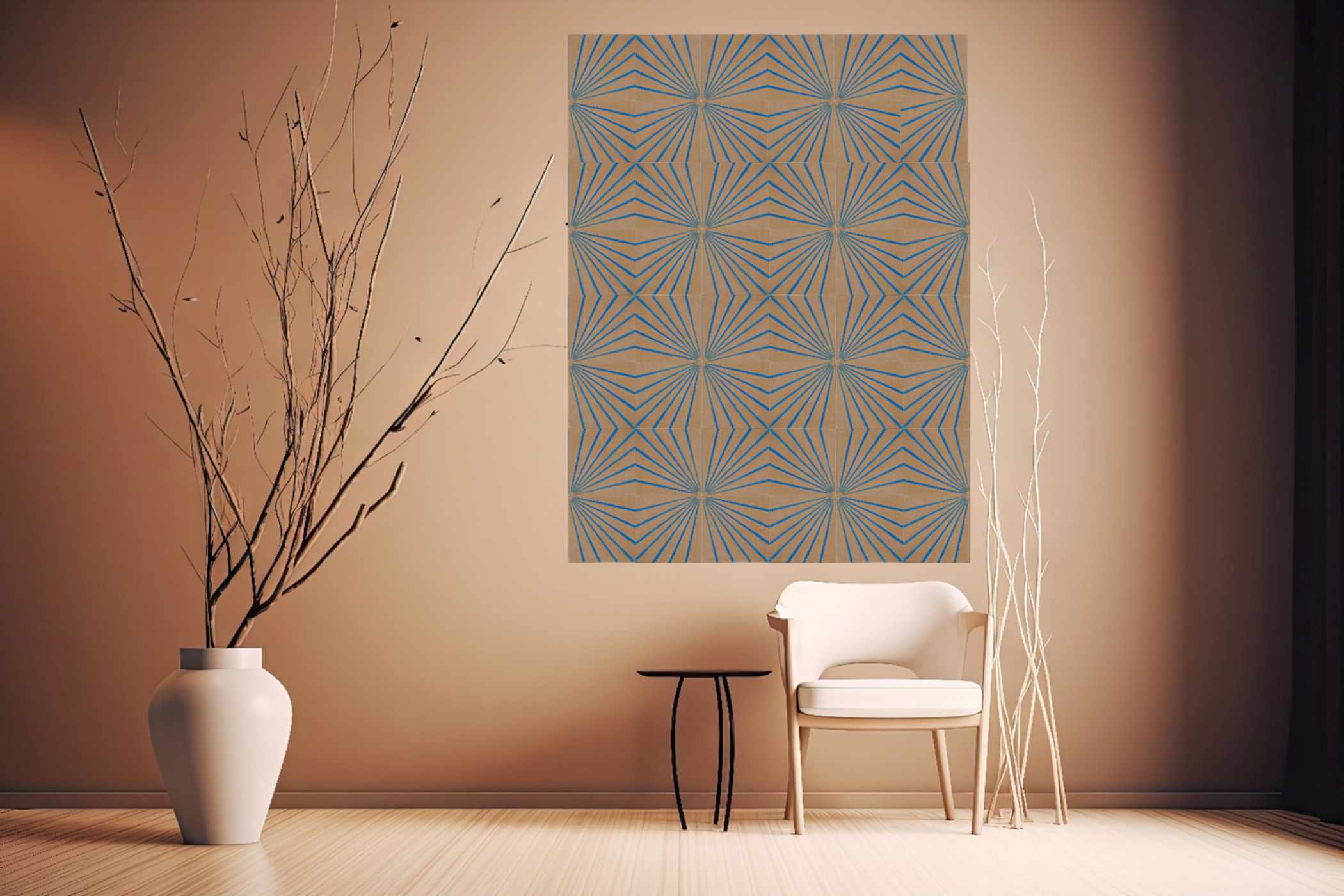 blue_rays_pattern_interior_view_glow_in_the_dark_hand_made_tile