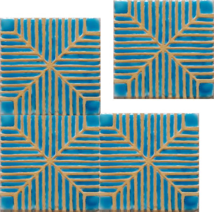 linear_pattern_blue_four_tile_glow_in_the_dark_hand_made_tile (in day)