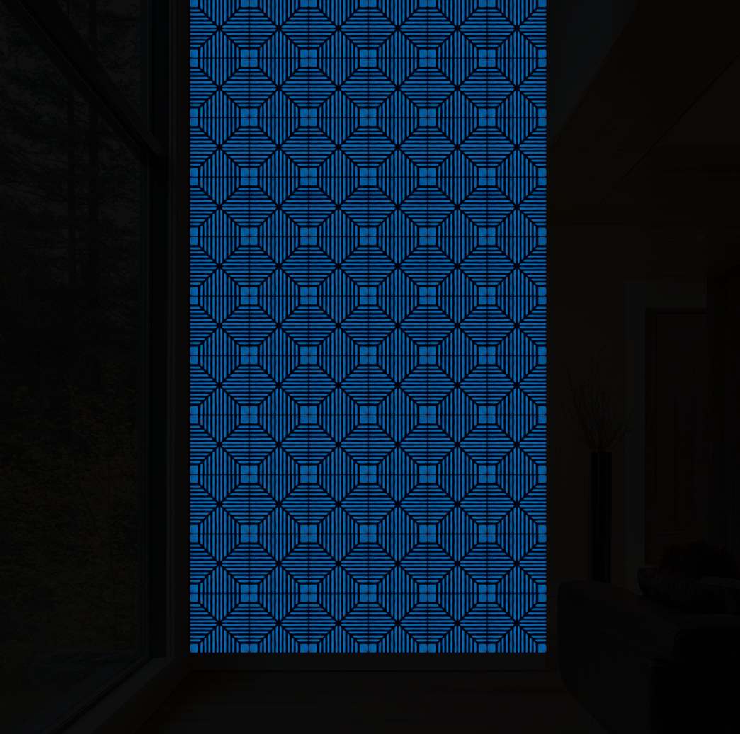 linear_pattern_blue_interior_view_glow_in_the_dark_hand_made_tile (in dark)